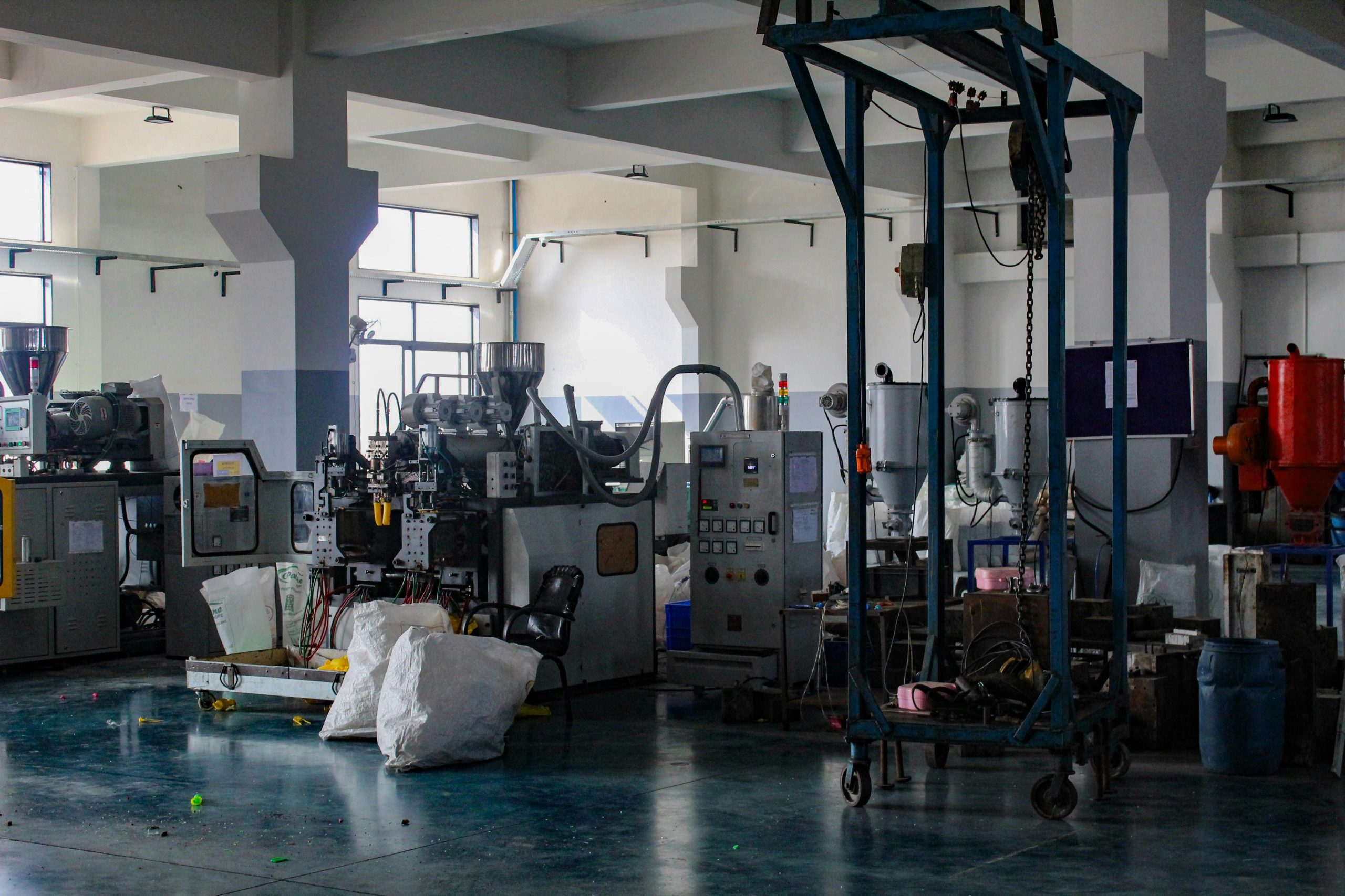 Plastic and rubber products on a manufacturing line