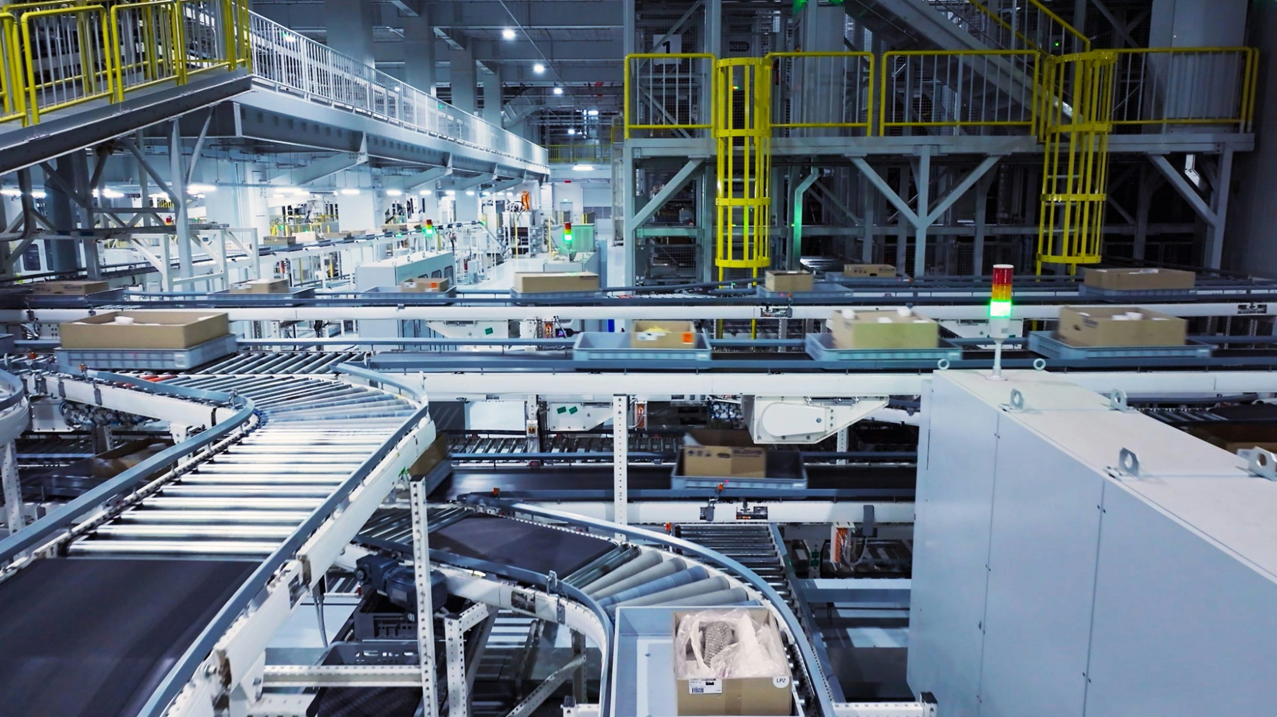 Packaging production line in a modern facility