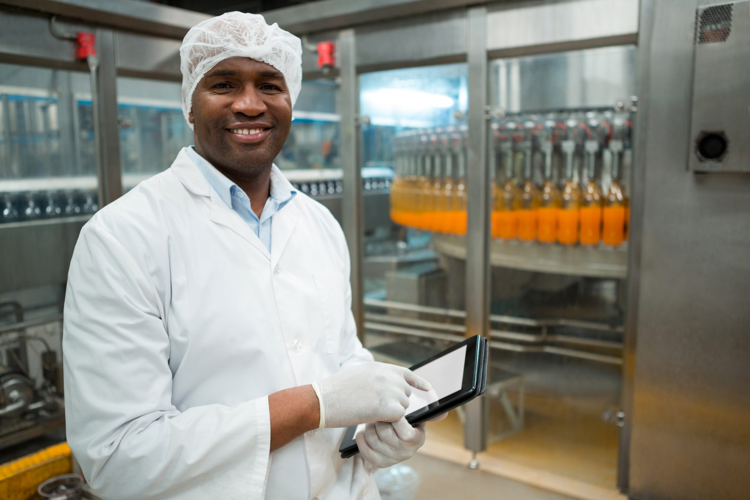 Food and beverage production line in a modern facility